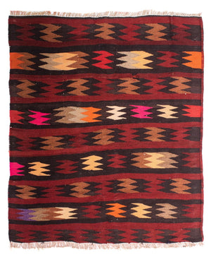 Kelim-matta - gammal - 110 x 90 cm - flerfärgad