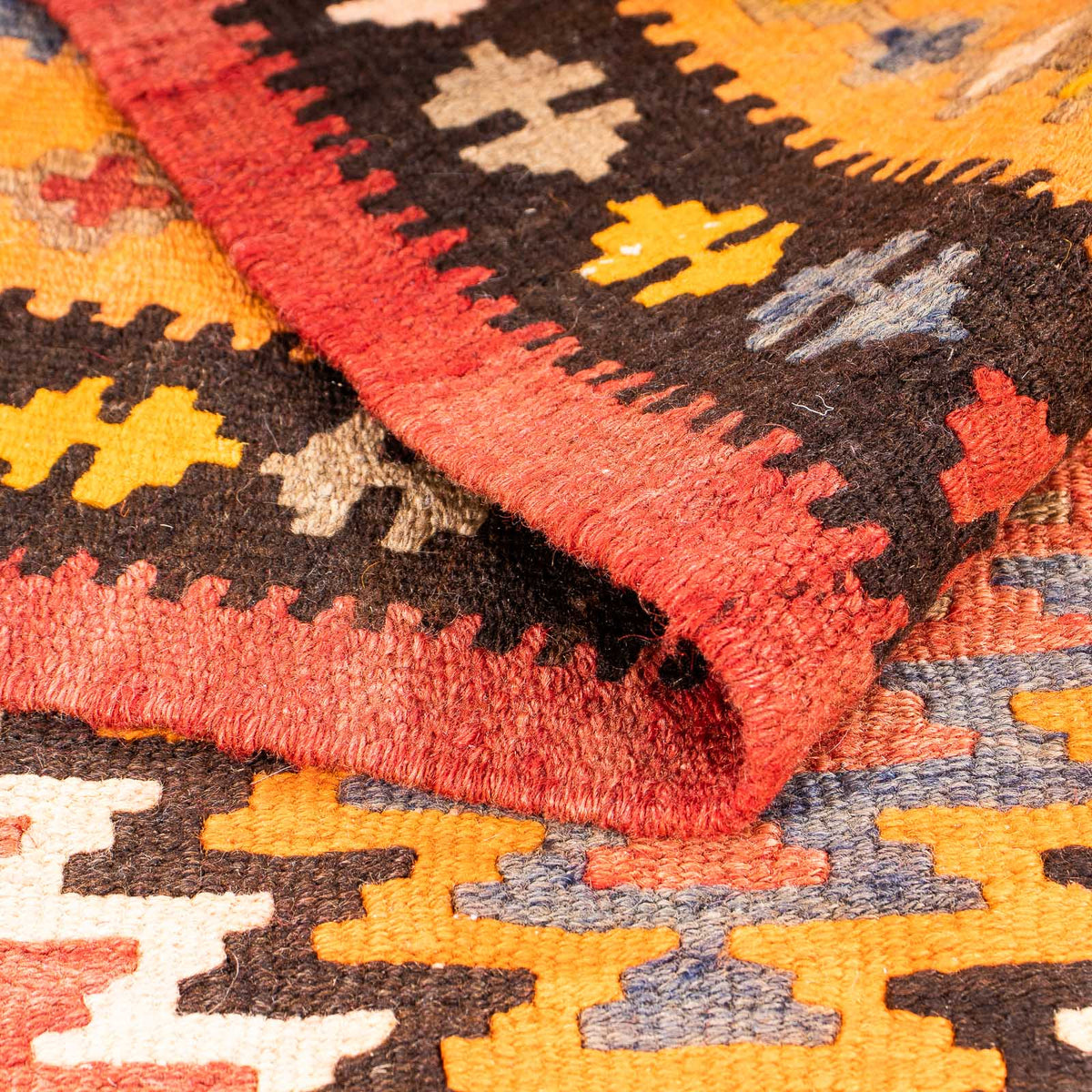 Runner Kelim-matta - gammal - 310 x 127 cm - flerfärgad