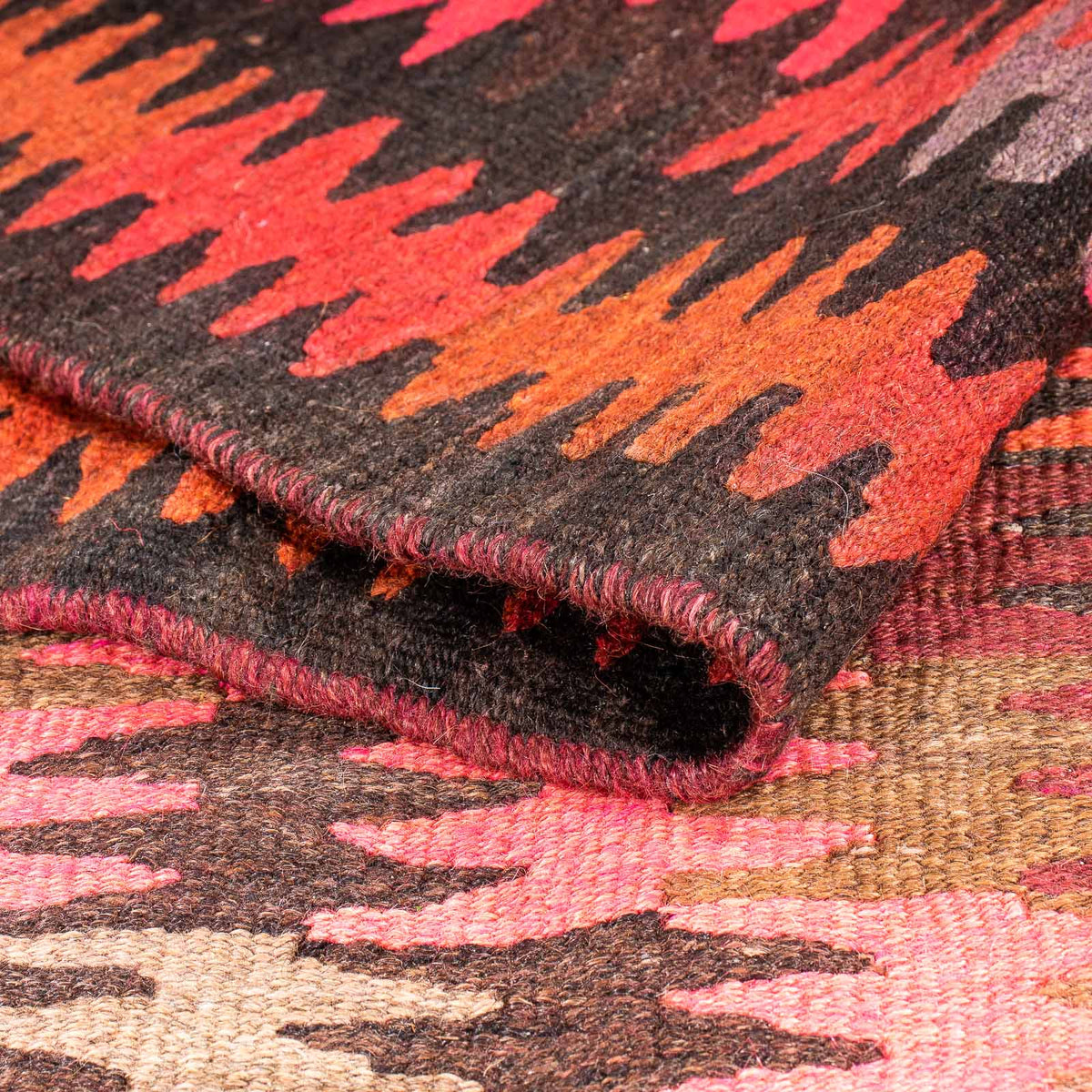 Runner Kelim-matta - gammal - 380 x 150 cm - flerfärgad