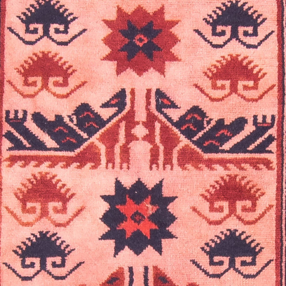 Runner Kelim Carpet - orientalisk matta - 400 x 75 cm - ljusröd