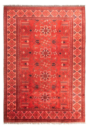 Afghansk matta - Hatshlu - 296 x 210 cm - mörkröd