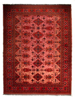 Afghansk matta - Hatshlu - 396 x 306 cm - mörkröd