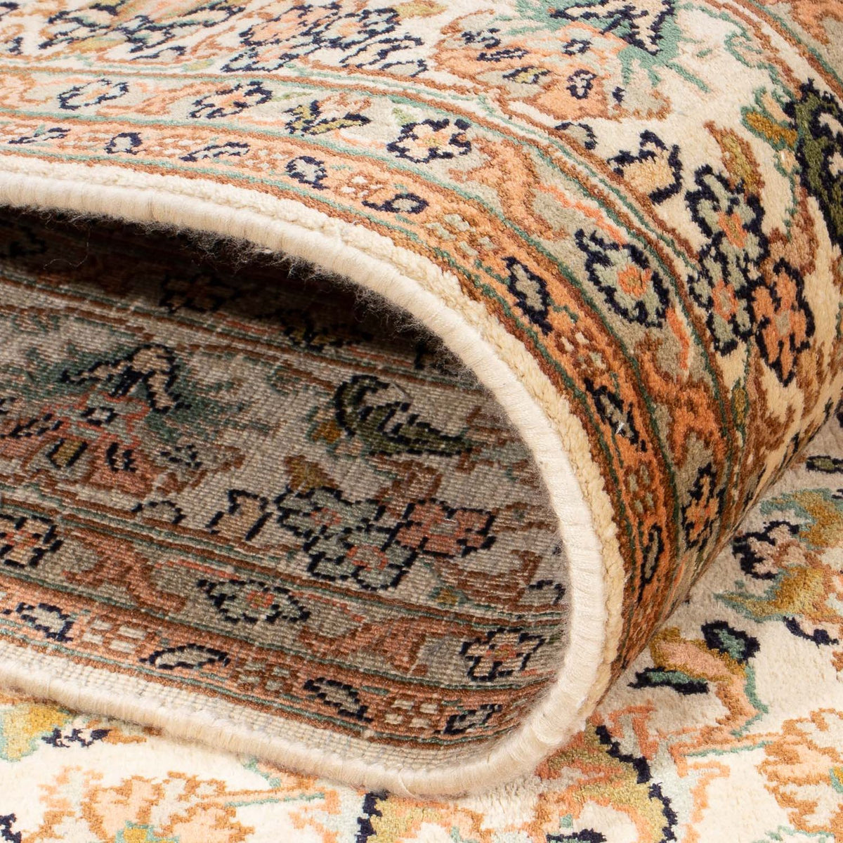 Sidenmatta - Kashmir Silk - 150 x 96 cm - grädde