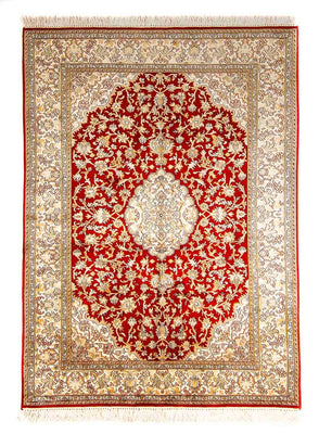 Sidenmatta - Kashmir Silk - 186 x 129 cm - röd