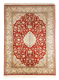 Sidenmatta - Kashmir Silk - 186 x 129 cm - röd