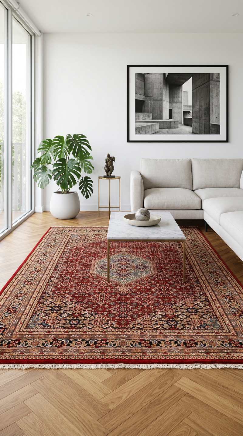 Orientaliska mattor - Bijar - Indus - 305 x 199 cm - röd