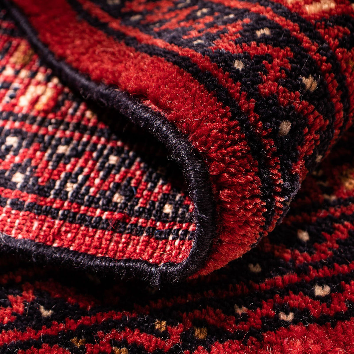 Turkaman-matta - 88 x 67 cm - mörkröd