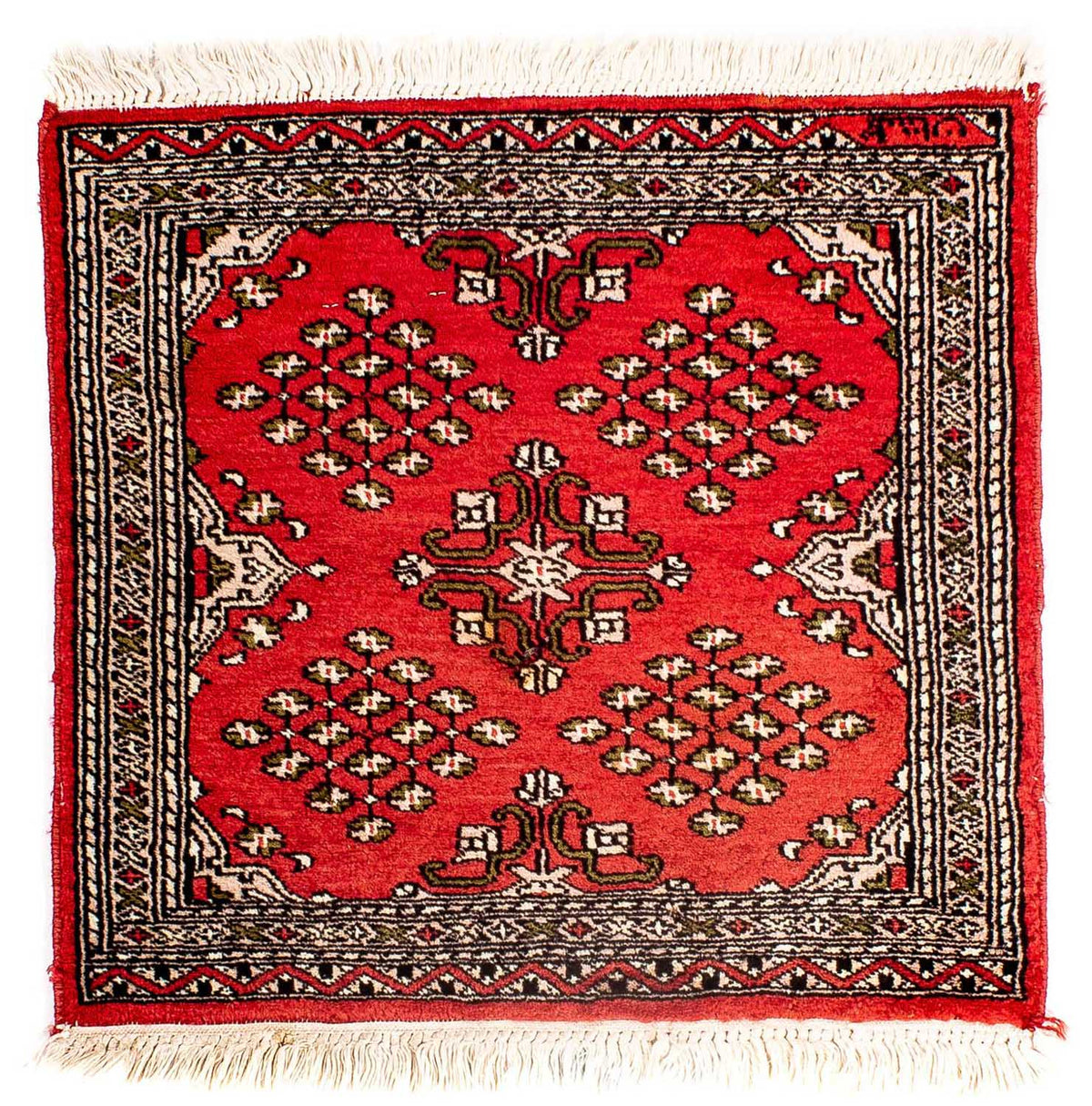 Pakistanska mattan kvadrat  - 63 x 62 cm - röd