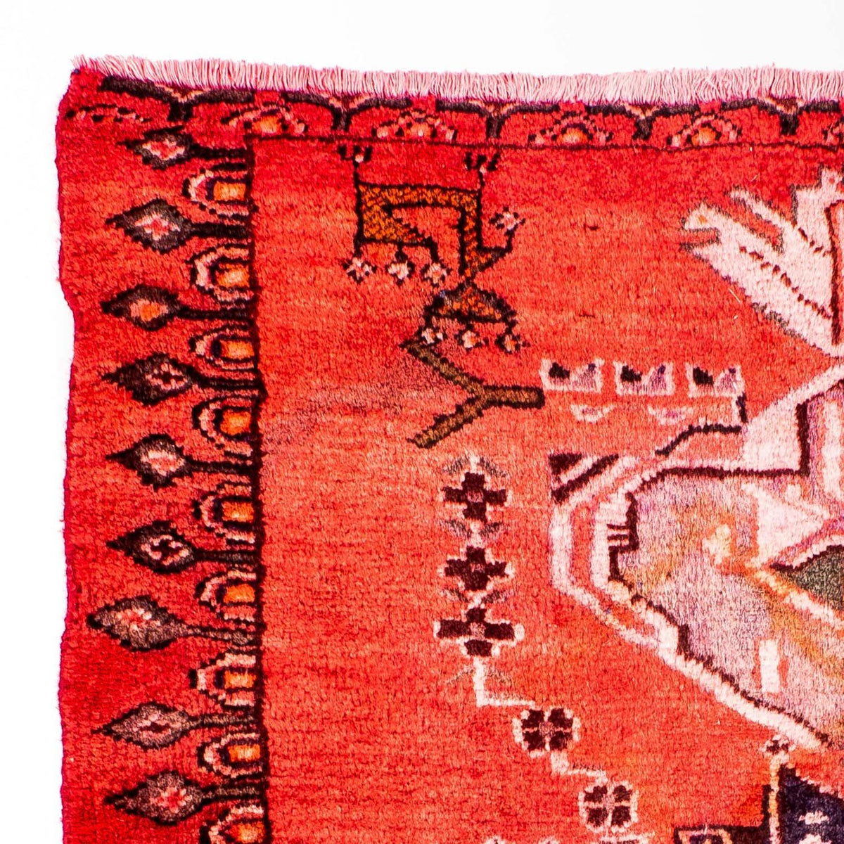 Persiska mattor - Keshan kvadrat  - 107 x 96 cm - ljusröd