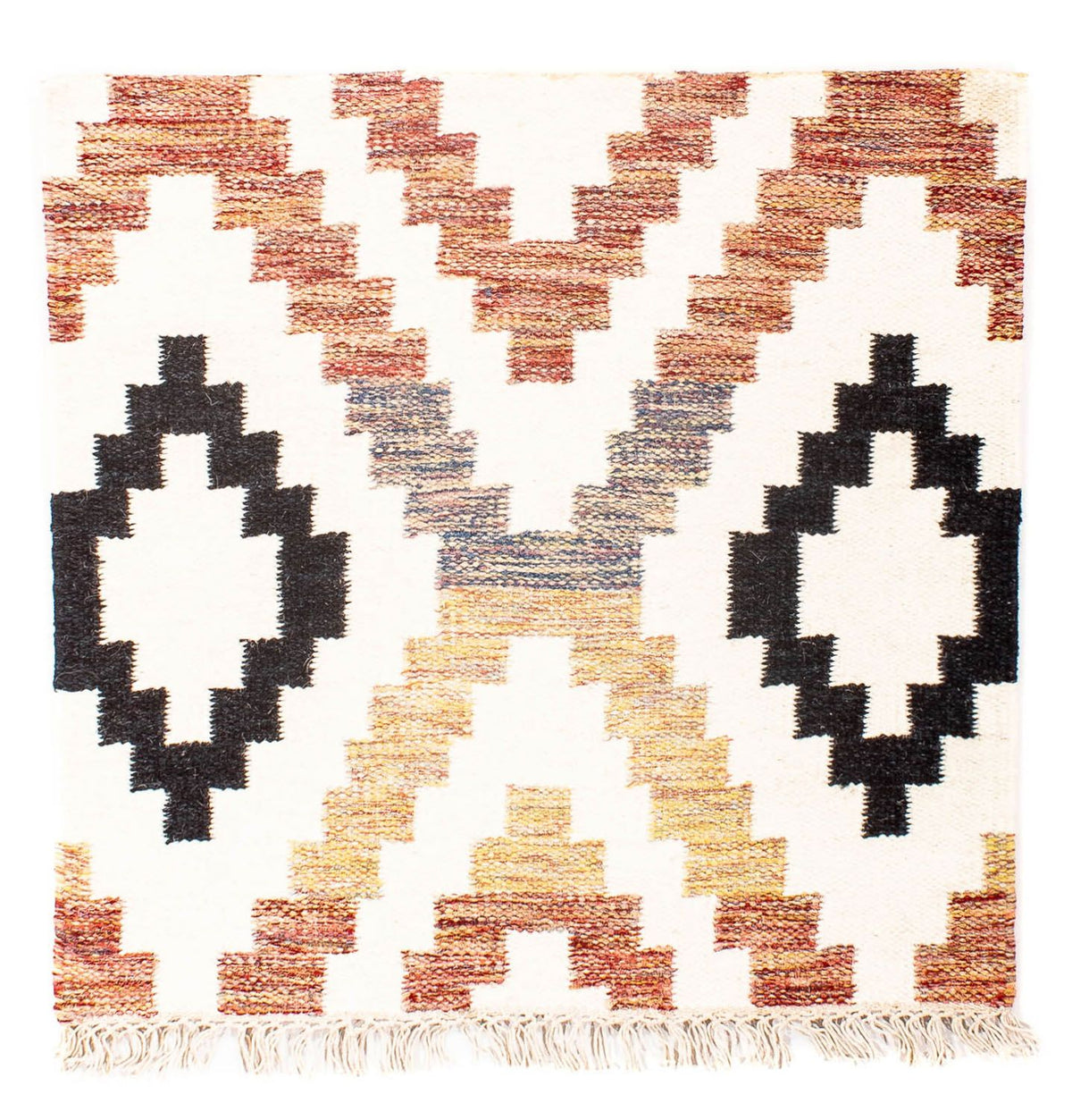 Kelim matta - trendig kvadrat  - 69 x 67 cm - beige