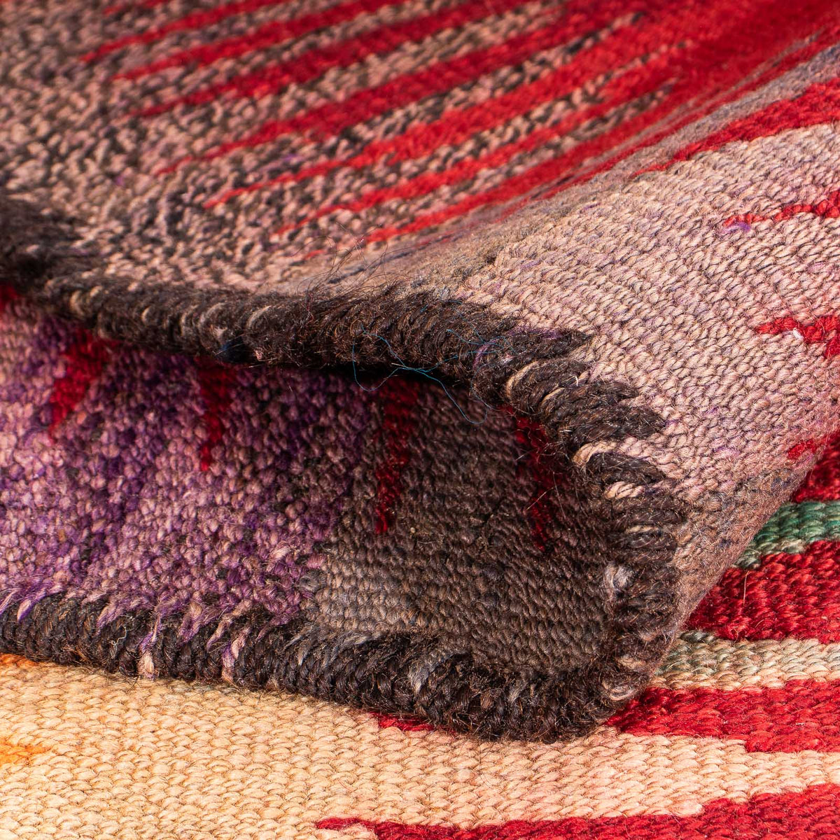 Runner Kelim-matta - gammal - 265 x 125 cm - flerfärgad