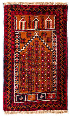 Baluch-matta - 128 x 75 cm - mörkröd
