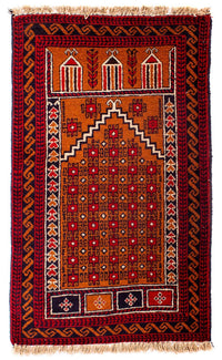 Baluch-matta - 128 x 75 cm - mörkröd