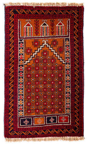 Baluch-matta - 128 x 75 cm - mörkröd