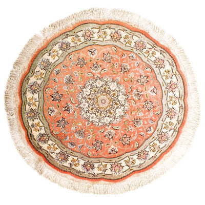 Persisk matta - Tabriz - Royal runt  - 102 x 102 cm - ljusröd