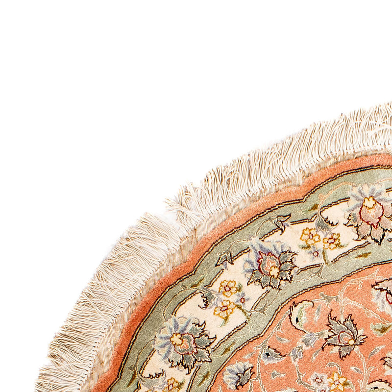 Persisk matta - Tabriz - Royal runt  - 102 x 102 cm - ljusröd