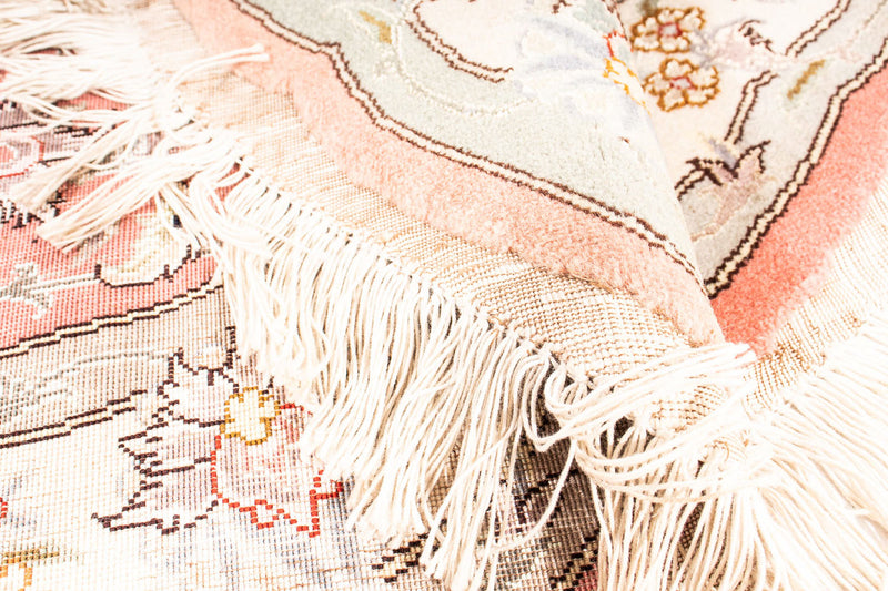 Persisk matta - Tabriz - Royal runt  - 102 x 102 cm - ljusröd