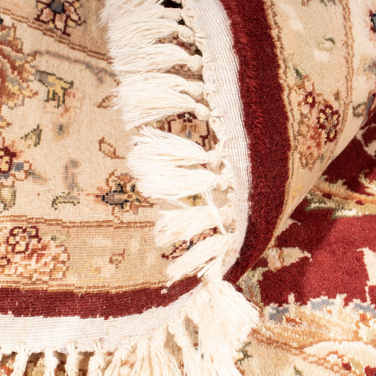 Persisk matta - Tabriz - Royal runt  - 204 x 204 cm - mörkröd