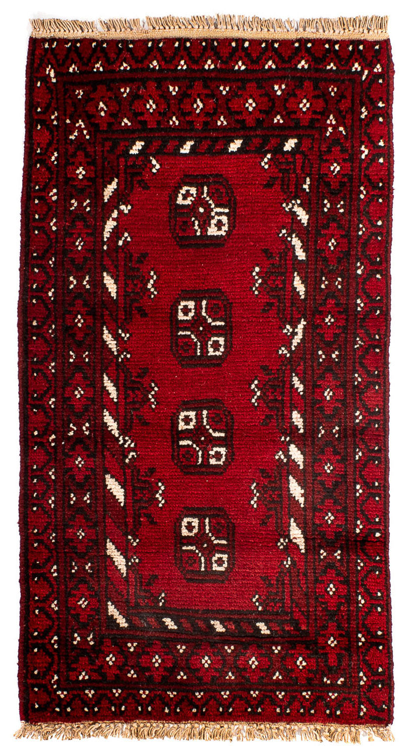 Afghansk matta - Filpa - 90 x 60 cm - mörkröd