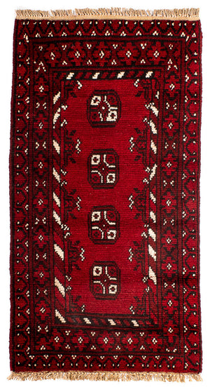 Afghansk matta - Filpa - 90 x 60 cm - mörkröd