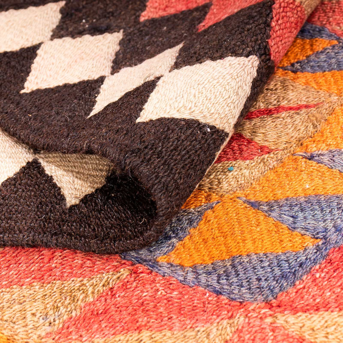 Runner Kelim-matta - gammal - 380 x 135 cm - flerfärgad