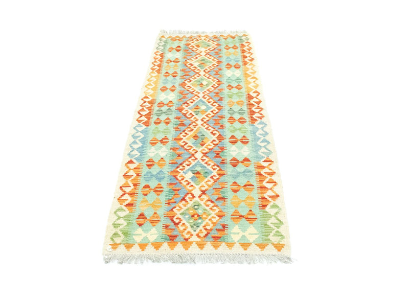 Runner Kelim Carpet - orientalisk matta - 200 x 68 cm - färgad