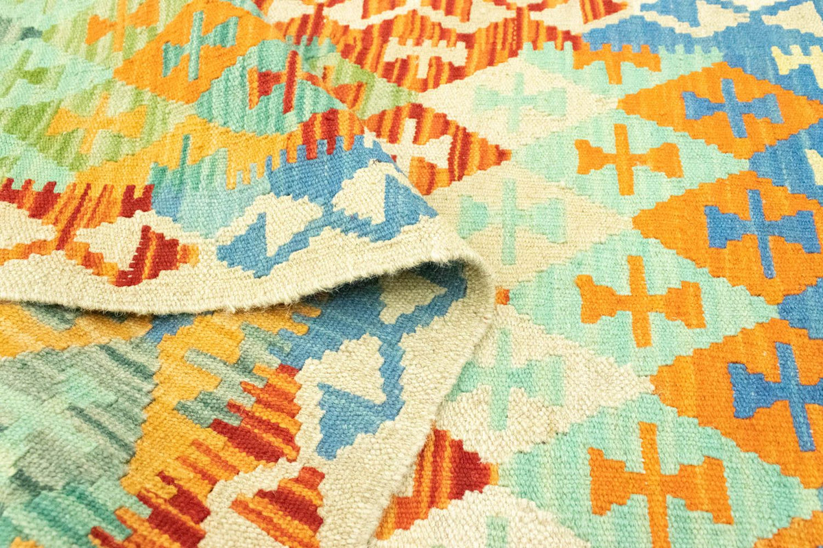 Runner Kelim Carpet - orientalisk matta - 197 x 64 cm - färgad