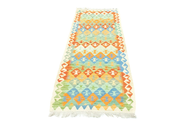 Runner Kelim Carpet - orientalisk matta - 197 x 64 cm - färgad