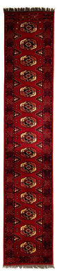 Runner Afghansk matta - 356 x 82 cm - mörkröd