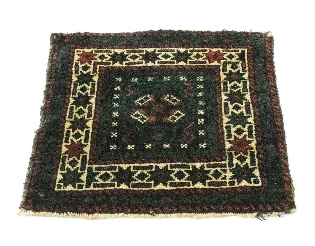 Afghansk matta kvadrat  - 35 x 33 cm - blå