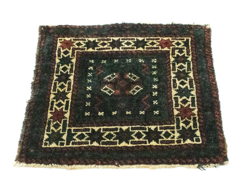 Afghansk matta kvadrat  - 35 x 33 cm - blå
