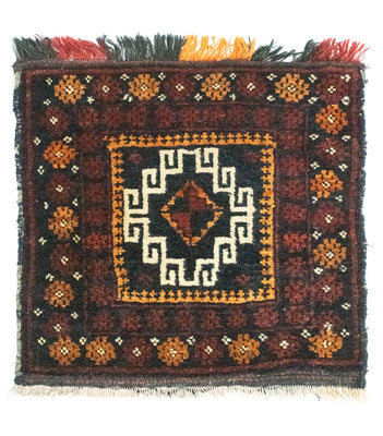 Afghansk matta kvadrat  - 45 x 42 cm - blå