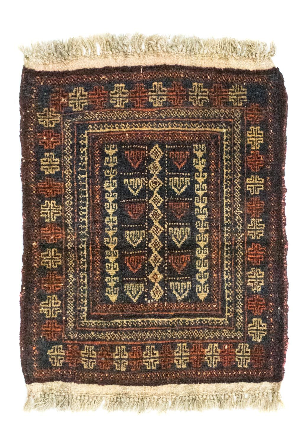 Afghansk matta kvadrat  - 70 x 57 cm - blå
