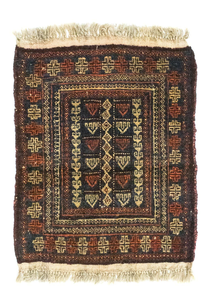 Afghansk matta kvadrat  - 70 x 57 cm - blå