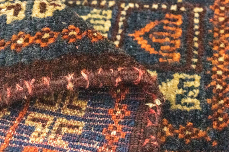 Afghansk matta kvadrat  - 70 x 57 cm - blå