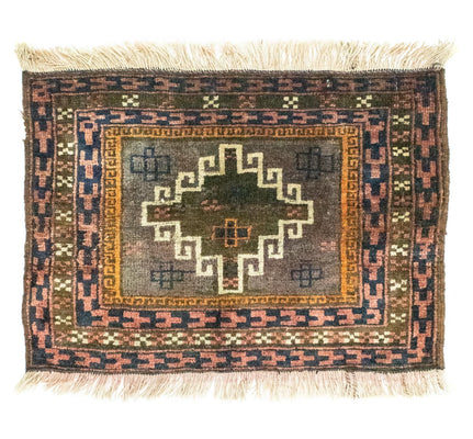 Afghansk matta - 64 x 47 cm - flerfärgad