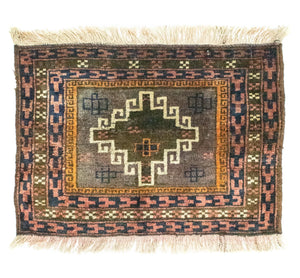 Afghansk matta - 64 x 47 cm - flerfärgad