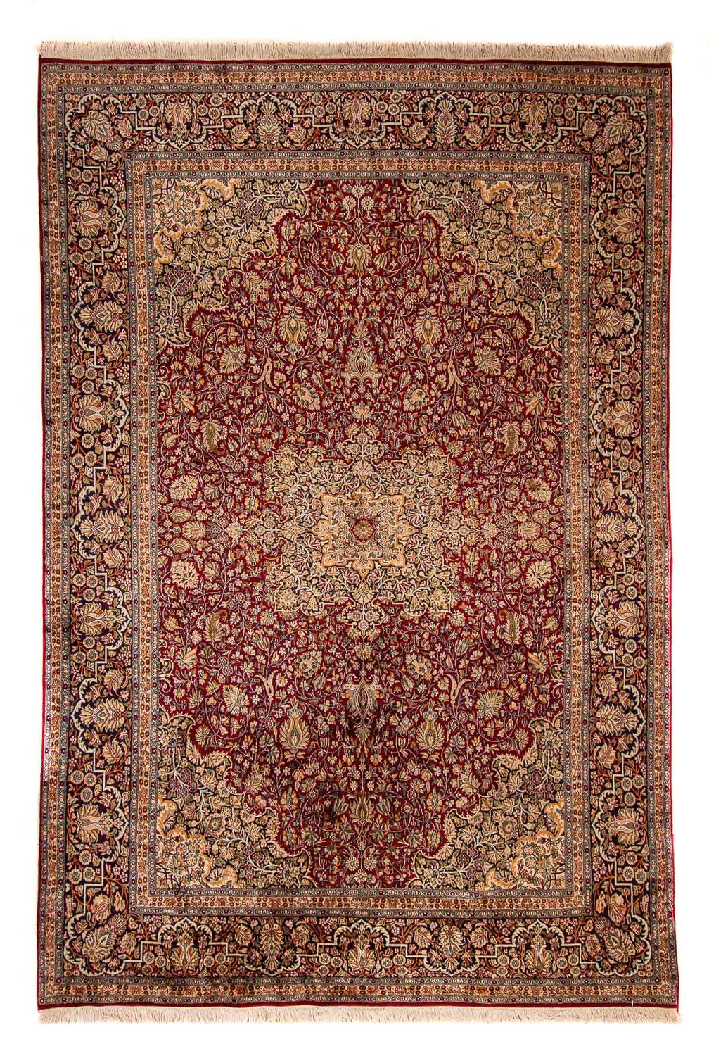 Sidenmatta - Kashmir Silk - 306 x 208 cm - mörkröd