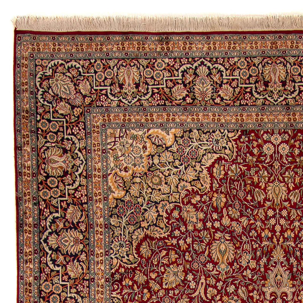 Sidenmatta - Kashmir Silk - 306 x 208 cm - mörkröd