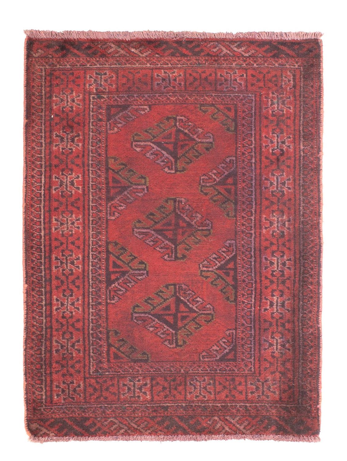 Turkaman-matta - 84 x 66 cm - mörkröd