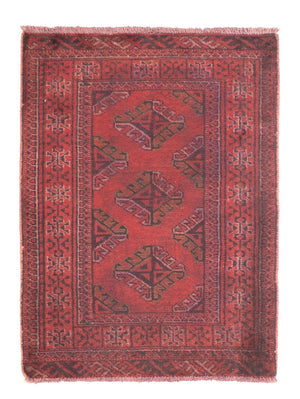 Turkaman-matta - 84 x 66 cm - mörkröd