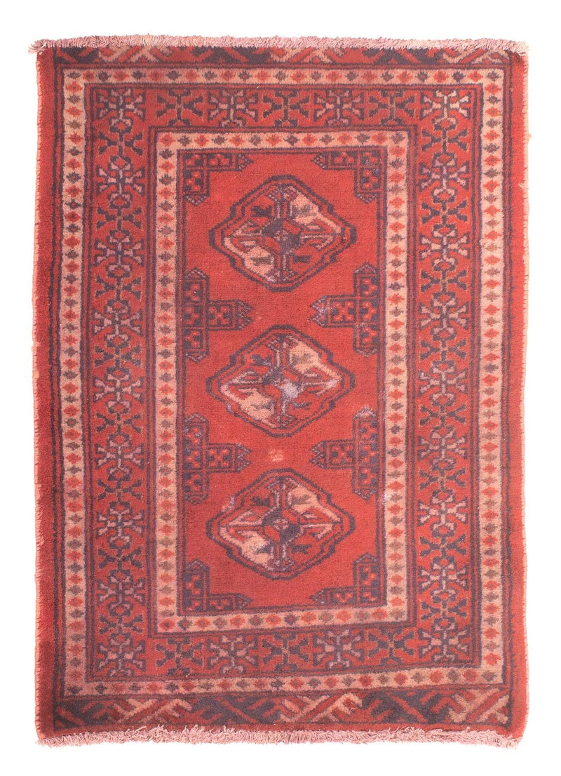 Turkaman-matta - 86 x 57 cm - mörkröd