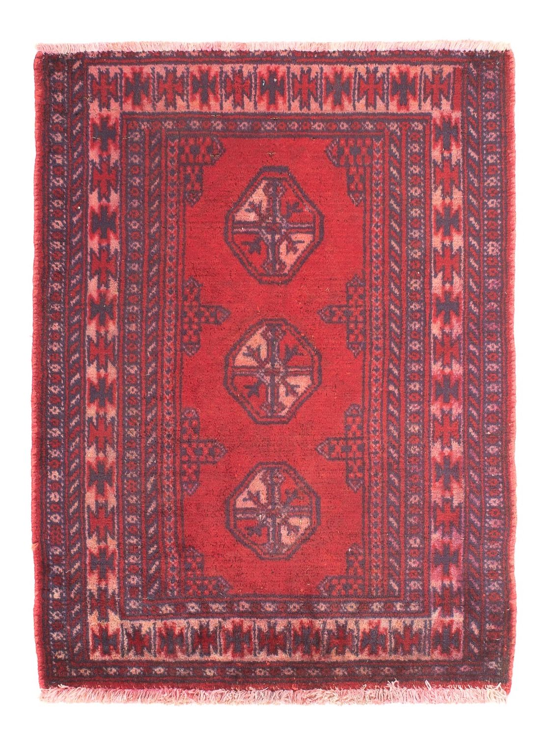 Turkaman-matta - 82 x 61 cm - mörkröd
