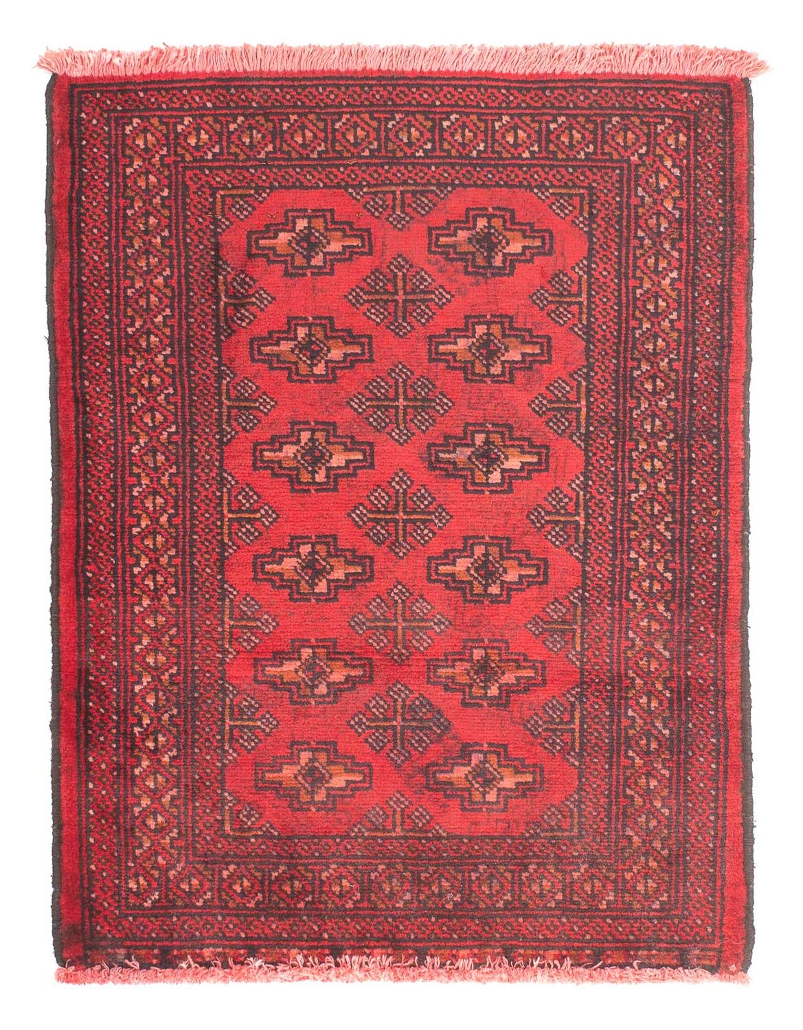 Turkaman-matta - 83 x 62 cm - mörkröd