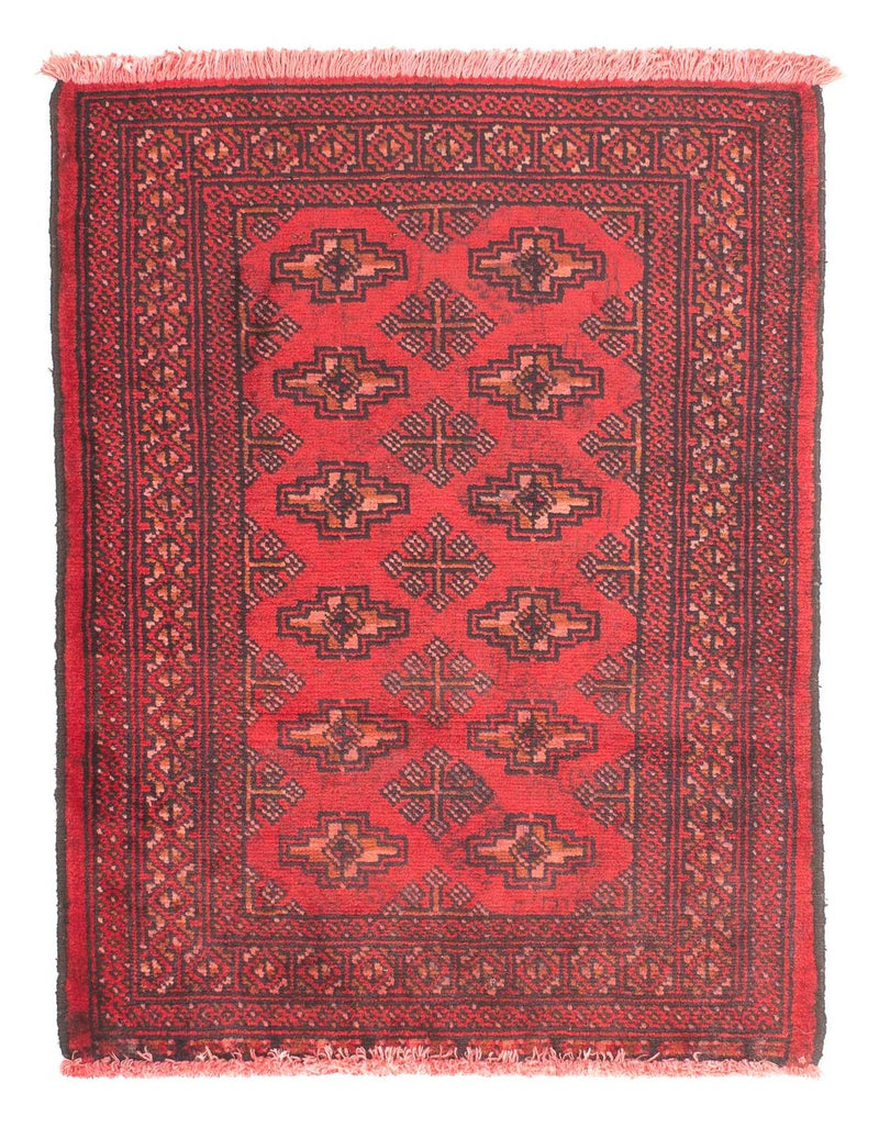 Turkaman-matta - 83 x 62 cm - mörkröd