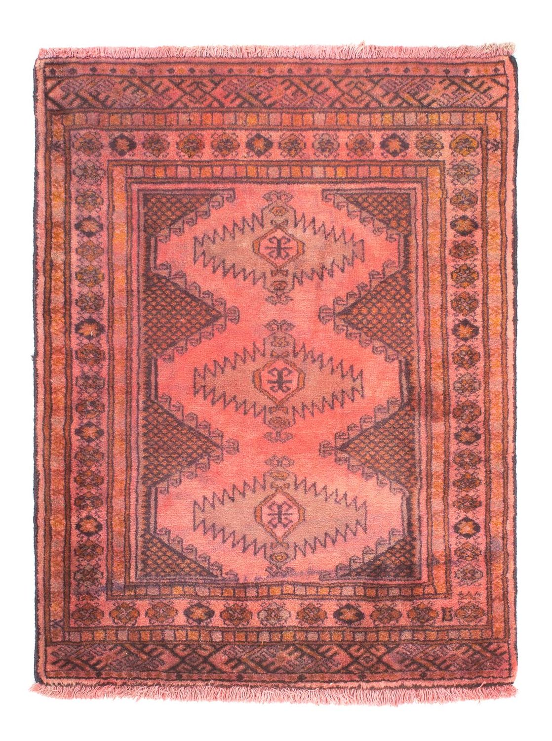 Turkaman-matta - 84 x 62 cm - ljusröd