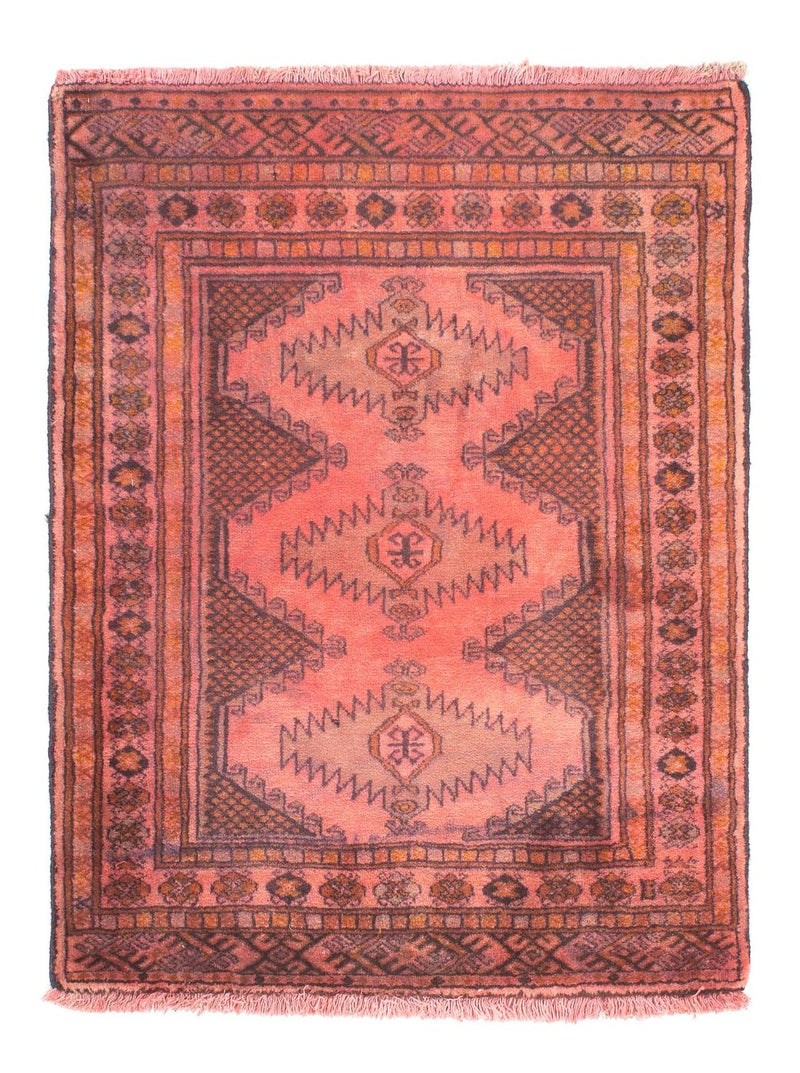 Turkaman-matta - 84 x 62 cm - ljusröd