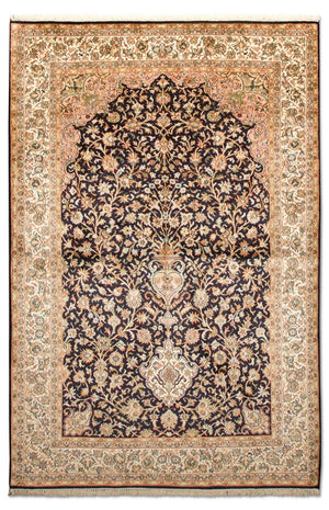 Sidenmatta - Kashmir Silk - 190 x 127 cm - mörkblå