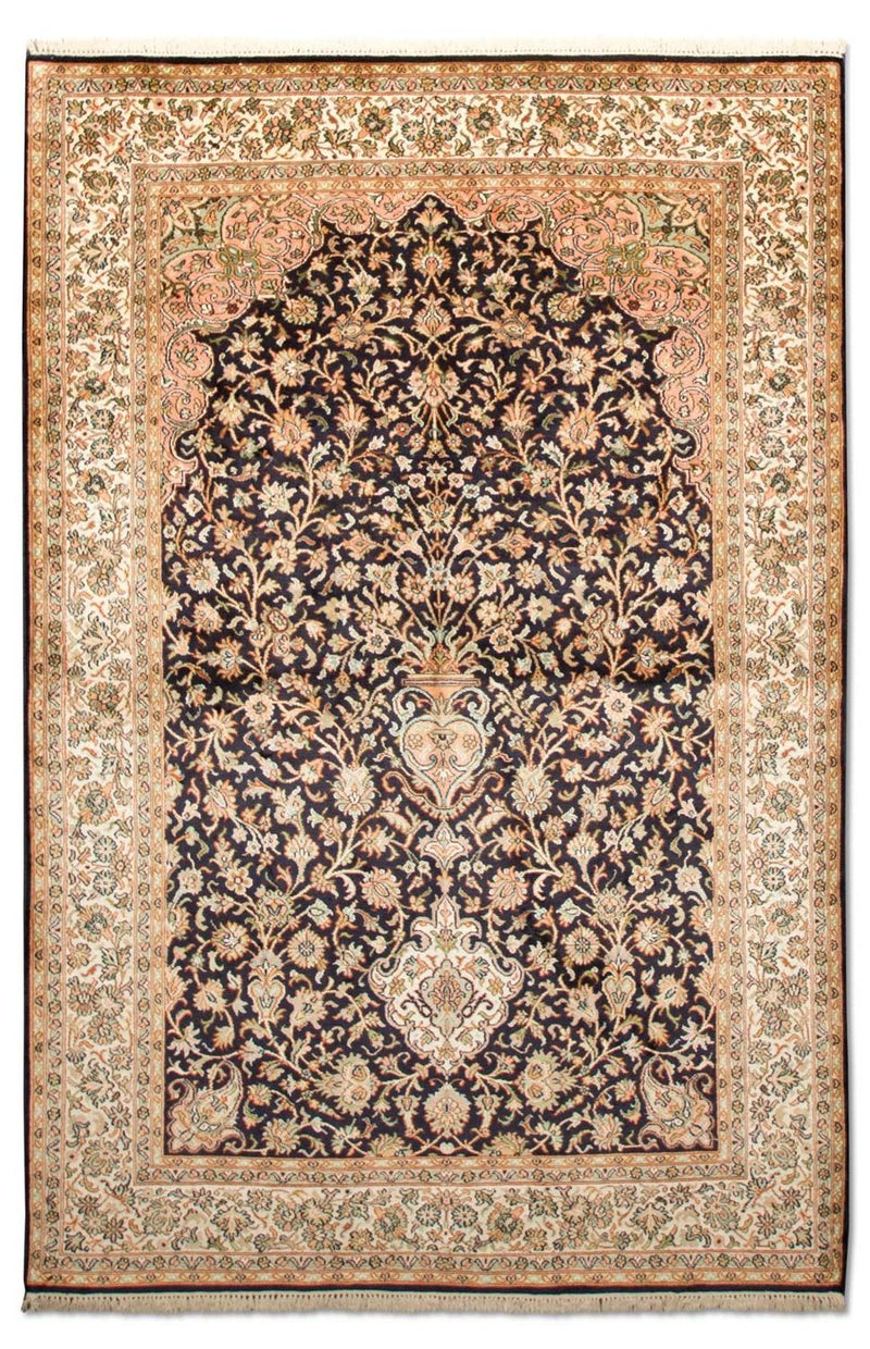 Sidenmatta - Kashmir Silk - 190 x 127 cm - mörkblå