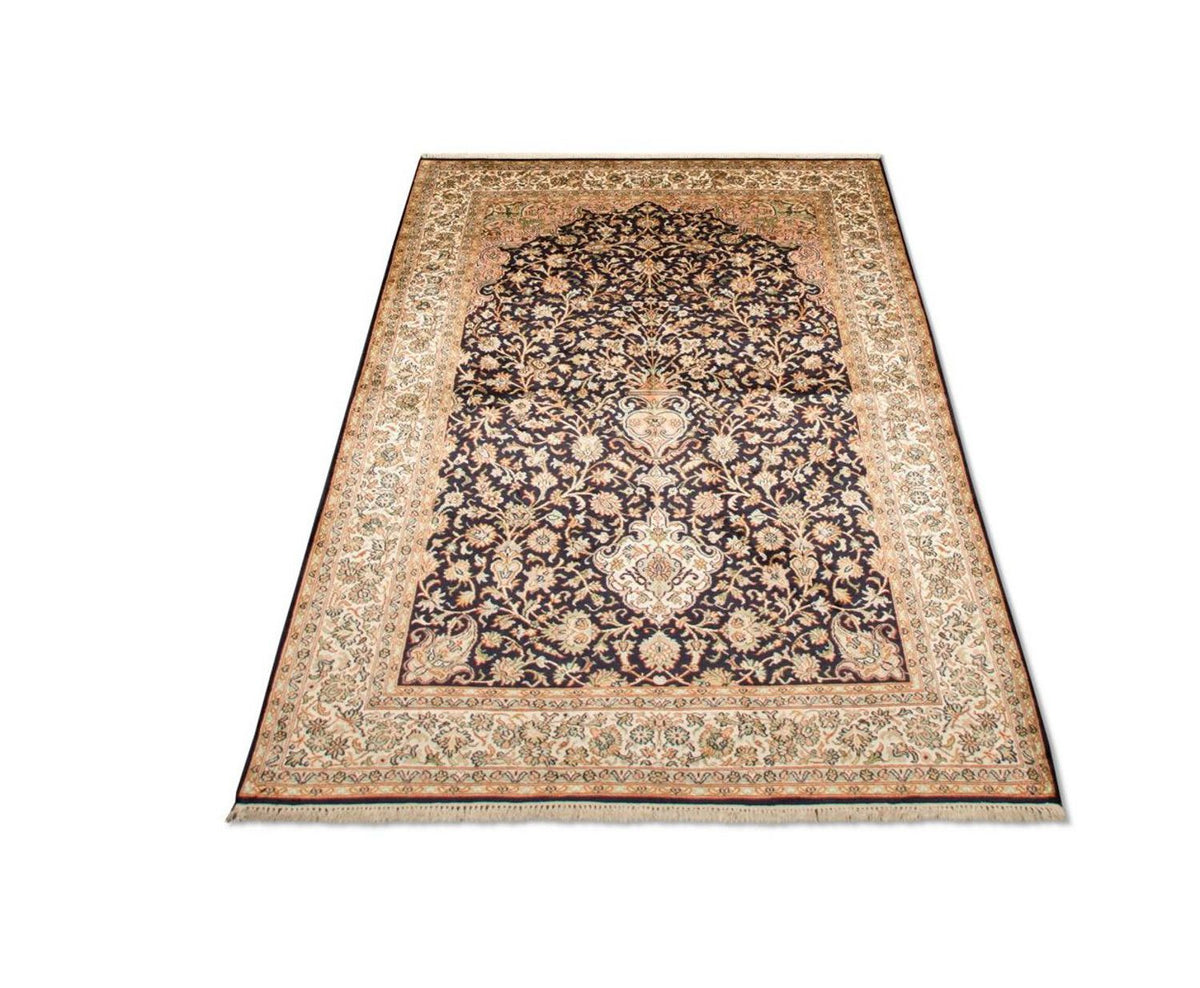 Sidenmatta - Kashmir Silk - 190 x 127 cm - mörkblå